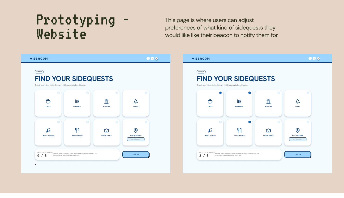 Beacon companion website screens