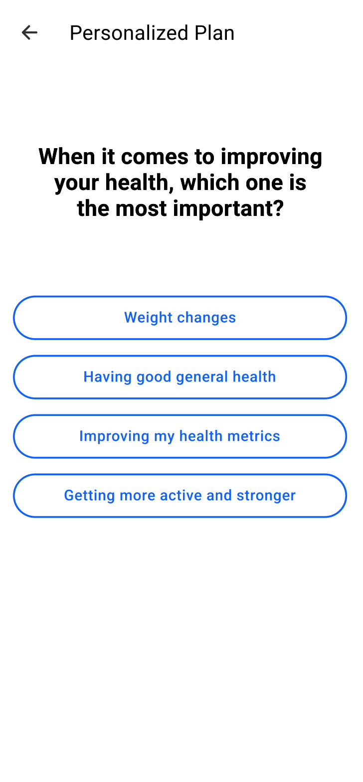 MyFitnessPal redesigned onboarding — goal selection