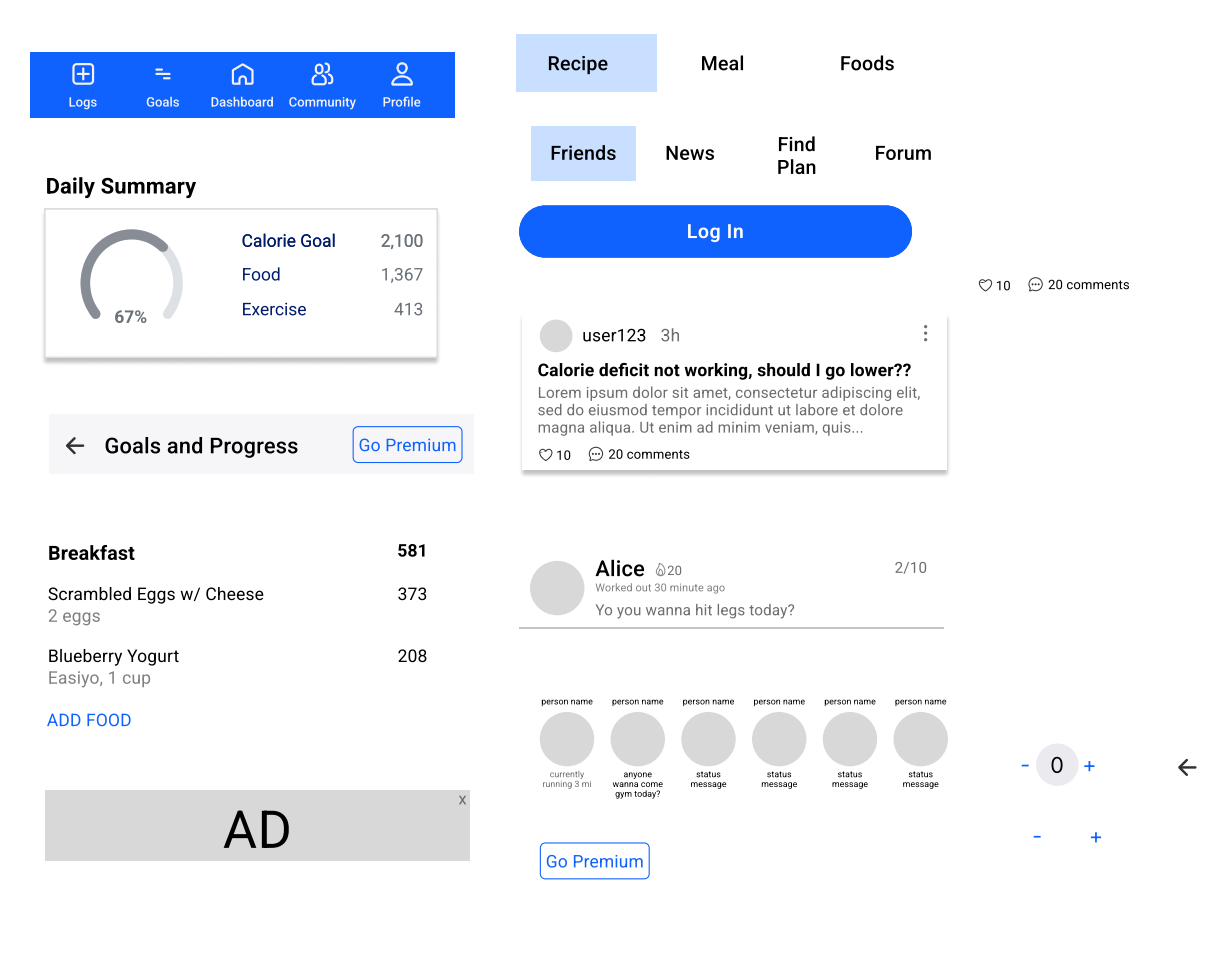 MyFitnessPal redesigned core screens